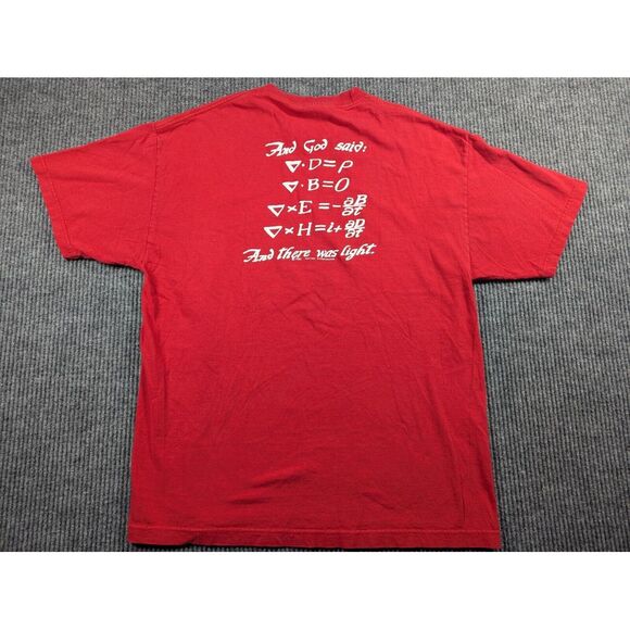 Vintage Schwarzschild Radius Shirt Red God Said There Was Light 80s Science - Picture 2 of 10